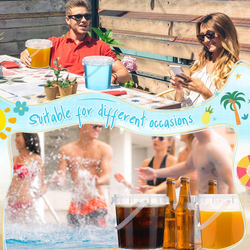 30 Pack 34 oz Clear Plastic Cups with Dome Lids