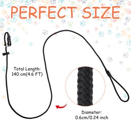 Vincreem 3 Pcs Slip Leash for Dogs 4.6ft Black Adjustable Training Lead Rope Heavy Duty Slip Lead Rope for Dogs Spring Loaded Stopper Long Leash for Large Medium Dogs