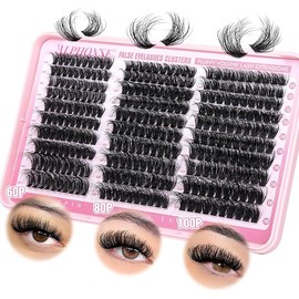Fluffier Lash Clusters Thick Volume Lash Extension 10-18mm Cluster Eyelash Extensions DIY Individual Lashes Wispy at Home Pestañas Pelo a Pelo by ALPHONSE (60D+80D+100D, 300pcs)