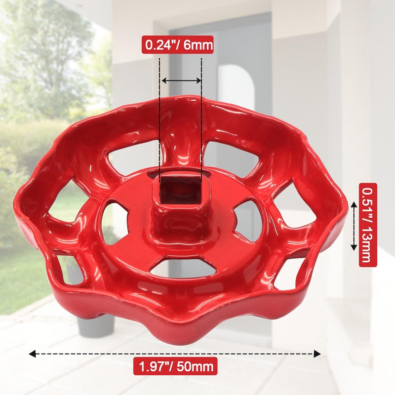Hordion 2Pcs Outside Faucet Handle Round Wheel Handles, Square Broach