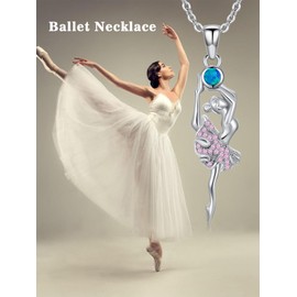 POTOPYY Ballerina Necklace for Women 925 Sterling Silver Ballet Jewelry for Women Dance Pendant Necklace Birthday Christmas Ballet Recital Gifts for Mom Daughter Friends
