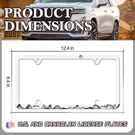 Mountain License Plate Frame - 2 PCS Red Sun Mountain License Plate Holder, Rust-Proof Stainless Steel Auto Parts License Plate Cover Decoration for Standard Us 12x6 Inch