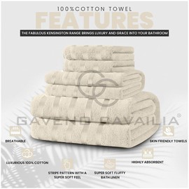 GC GAVENO CAVAILIA Flannel Face Cloth 12 Pack Striped Towels Set | 30 x 30 Cm Face Towels Cotton Washcloths Face Towel For Gym Spa | Soft Feel, Quick Dry & Super Absorbent Fingertip Towels, Cream