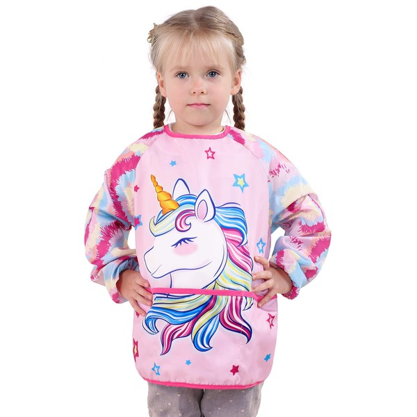 WERNNSAI Unicorn Art Smock - Kids Aprons for Girls ages