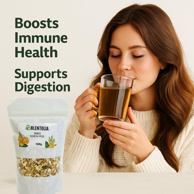 Blentolia Dried Lemon Peel – 100% Natural, Sun-Dried, Zesty Lemon