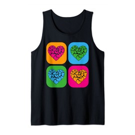 Heart Shape Love Colorful Hearts Pop Art Heart Tank Top