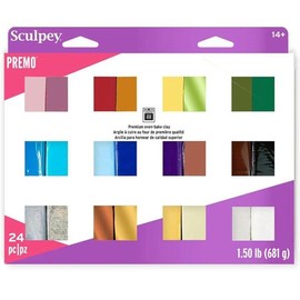 Sculpey 폴리머 오븐 베이크 클레이의 스컬피 프레모 24 컬러 러 무독성 1.5파운드 주얼리 제작 홀리데이 DIY 혼합 미디어 등 . 클레이러와 아티스트 한 프리미엄 클레이. Sculpey Premo Polymer Oven Bake Clay 24 Color Set Non-Toxic 1.5 Pound for Jewelry Making Holiday DIY Mixed Media, Premium Clay for Clay Artists and Craft
