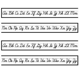 YIXAXKAO 36 Pieces Alphabet Letters Desk Strips Manuscript Letters Desk Strips Self-Adhesive Stickers Alphabet Letter Strip for Student Desks Classroom (Simple Cursive)