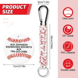 Eyourlife 6PCs Baseball Braided Lanyard Keychain for Boys, Baseball Keychain with Hook and DIY Name Pocket Hug Card, Baseball Backpack Charms Baseball Team Gifts for Sport Fans