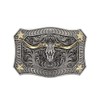 Montana Silversmiths Unisex Longhorn Crest Filigree Attitude Belt Buckle Silver
