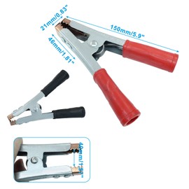 Bonsicoky 2 Pack 600A Insulated Alligator Clips - Heavy Duty Metal Spring Loaded Battery Clamps for Automotive and Electrical Applications - Black & Red