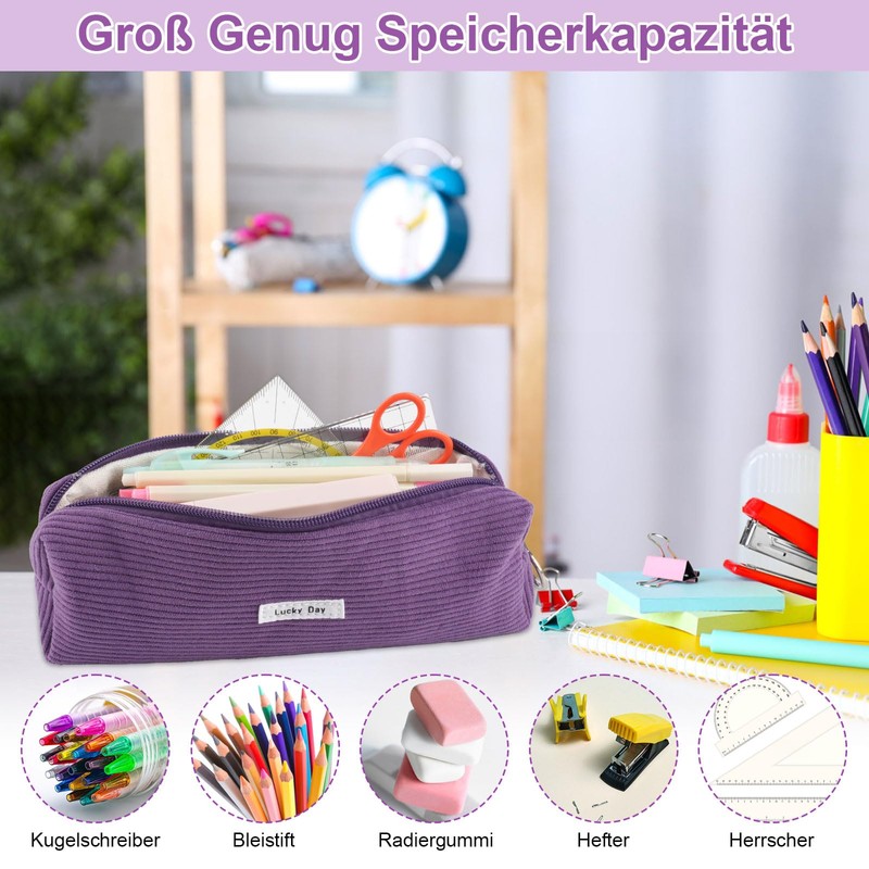 Deepton Pencil Case, Corduroy Fabric, Women's Pencil Case, Girls, Pencil