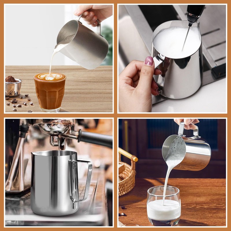 Liroyal Milk Pitcher 350ml Milk Jug Stainless Steel Latte Art