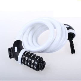 Bike Lock, GOFRIEND Bicycle Lock High Security 5 Digit Resettable Combination Coiling Cable Lock Best for Bicycle Outdoors, 1.2mx12mm (White)