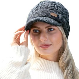 Erin Knitwear Cable Knit Peak Hat,Charcoal Gray One Size