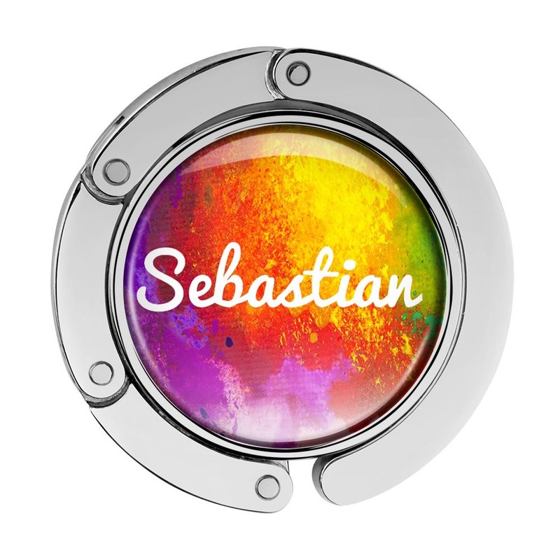 Taschenhalter Color Paint Personalisiert mit Namen Sebastian printplanet Chrom