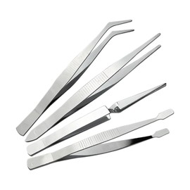 4-Piece Tweezers Set - Professional Stainless Steel Self Locking Hobby Tweezers for Craft/Jewellery/Stamps/Model Making/Electronics,Stone Picking Tool
