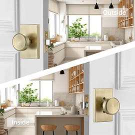 STARPY Gold Door Knobs, Passage Interior Door Handles for Hall,Heavy Duty Door Knob Door Lever (Hall & Closet, Satin Brass)