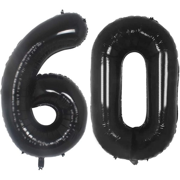 Tellpet Number 60 Balloons, 60th Birthday Party Balloons for Women Man, 60 Party Decorations Supplies Backdrop Sign, 40 Inch