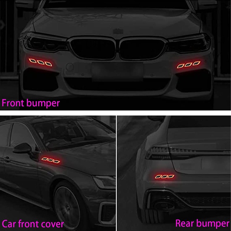 6 PCS 3D Strong Reflective Stripe Sticker,Car Fender Hood Bumper