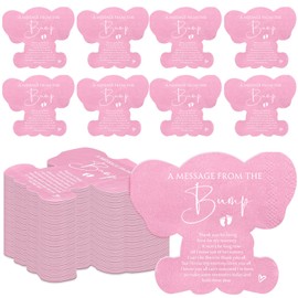 Colarr 100 Pcs Baby Shower Elephant Paper Napkins 3 Ply Folded Party Napkins a Message from the Bump Baby Shower Decoration for Gender Reveal Party Supplies(Pink)