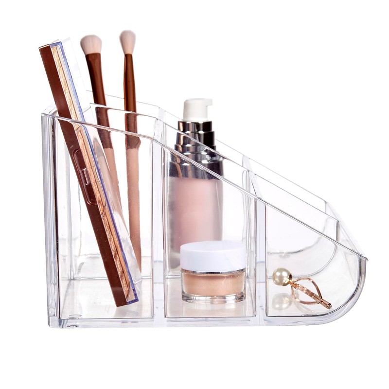 STORi Clear Plastic Vanity Makeup Organizer | 6-Compartment Holder for