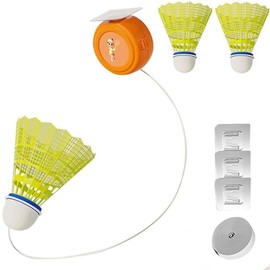 Training Device Self-Learning Device, 3 Pieces Ball Single Badminton Exercise Equipment, Badminton Self-Practice Aid with Triple Hook and Elastic Rope, for Badminton Courts, Parks, Living Room