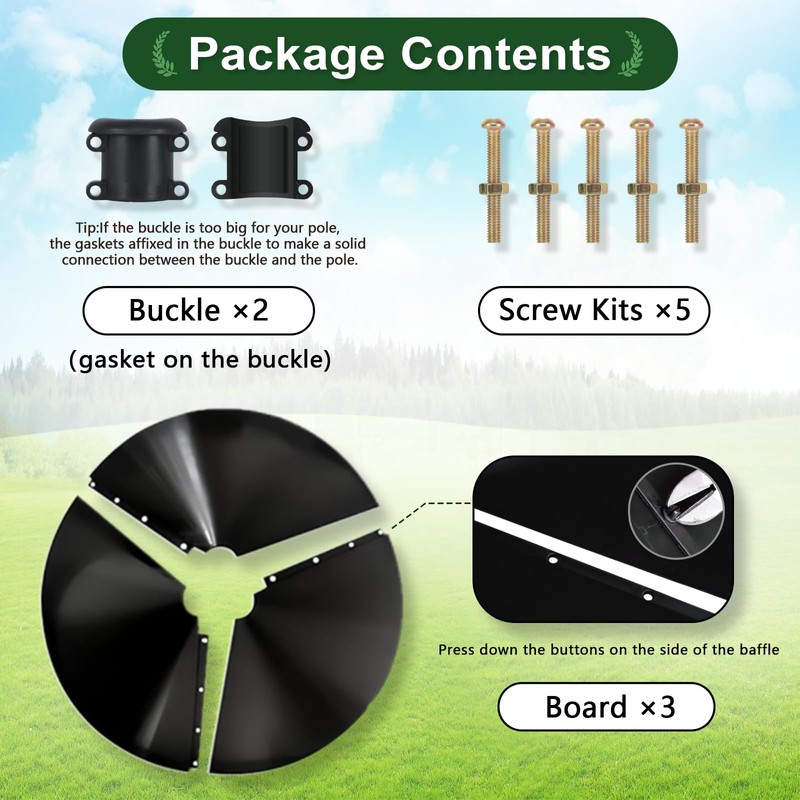 Gtongoko 19 Inch Squirrel Baffle for Bird Feeder Pole Squirrel