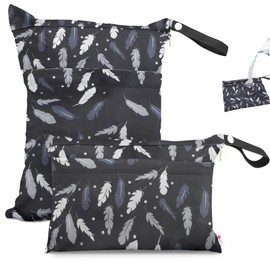 FLYSKY 2 Bolsa para Ropa Mojada, Bolsa Impermeable Natacion, Bolsas Húmedas Secas para Pañales de Tela de Bebé, Bolsa Organizador, Reutilizables y Lavables, para Piscina de Playa, Viajes, Ropa Sucia