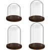 Suclain 4 Pcs Clear Glass Dome Cloche with Wood Base