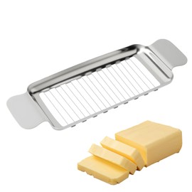 EBQOSK Butter Slicer Cutter, Stainless Steel Butter Cutter Slicer - 18 Sharp Wires for Perfect 0.25" Slices, Handheld Multipurpose Kitchen Tool for Block Cheeses, Butter, Soft Fruits & Dishwasher Safe