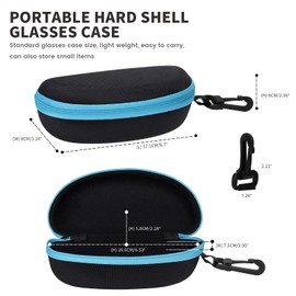 molshine 3 Pieces Portable Hard Shell Sunglasses Case, Zipper Eyewear Eyeglasses Case with Hook for Women Men Travel Sports (Red&Yellow&Light Blue)