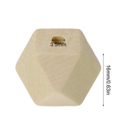 Penta Angel 100PCS 16mm/0.63" Unpainted Faceted Geometric Wood Beads Unfinished Natural Color Polygons Shape DIY Wooden Spacer Beads with 3.5mm Hole for Handmade Necklace(16mm)
