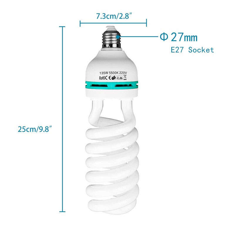 BOLLUMA Photography Daylight White E27 Lighting Lamp Softbox Bulbs 50W