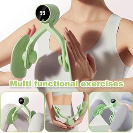 Thigh Master, Pelvic Floor Trainer, 360° Rotating Thigh Exerciser, Hip & Inner Thigh Exerciser Equipment, Anti-Slip Design for Women Men, Toner Workout, with Counter & Resistance Adjustment(green)