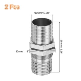 sourcing map 2 Pcs Brass Hose Barb Fitting Straight Connector Coupler, 1" ID Brass Fitting Air Hose Fittings for Connecting Water Fuel Air, Oil Hoses Silver