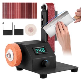 Knife Sharpening Belt Sander Electric Sander 1.2x15in Mini Electric Belt Grinder Variable Speed with 15PCS Abrasive Belt for Wood Metal Knife Leather