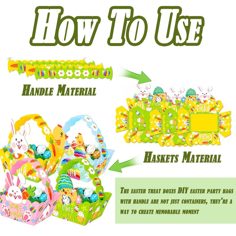 Easter Basket, Easter Gifts for Kids, 12 Pcs Easter Basket