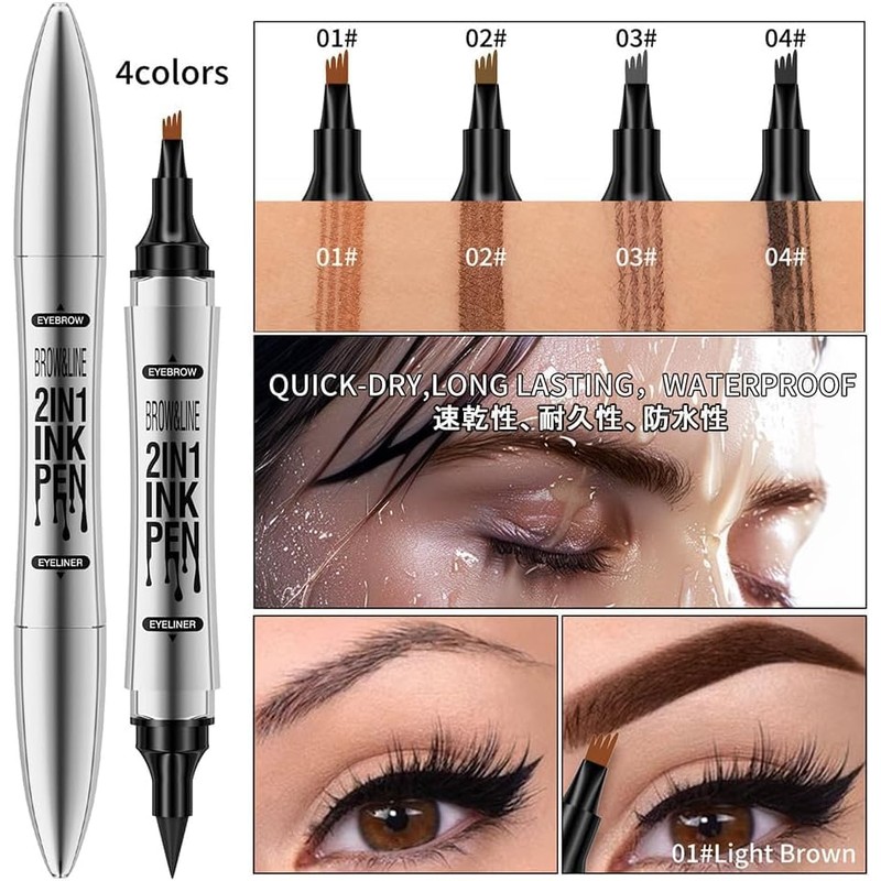UNYOKE Eyeliner Double Ended 4 Prong Eyebrow Pencil, 2 in
