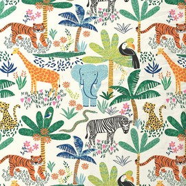 Riva Paoletti Kids Jungletastic Toddler Duvet Cover Set - Multicolour White - Reversible Jungle Animal Design - 1 X Pillowcase Included - Polycotton - Machine Washable - 120 X 150Cm (47" X 59" Inches)