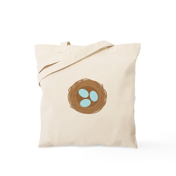 CafePress Robins Egg Nest Tote Bag Reusable Natural Beige Canvas