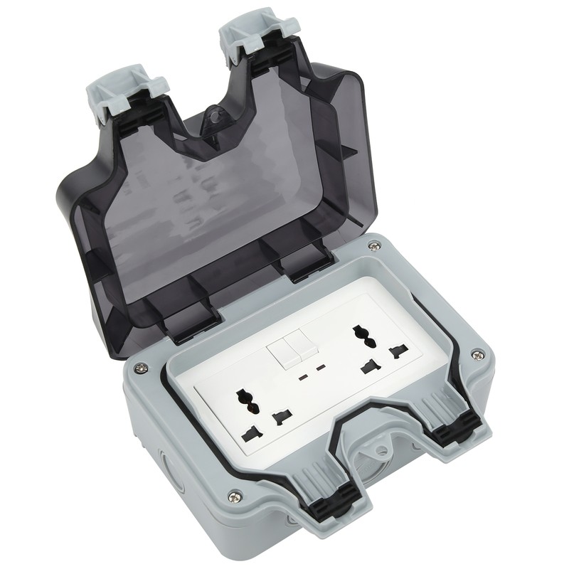 Outdoor Wall Power Socket with 2 3-Hole Socket 2 Switch