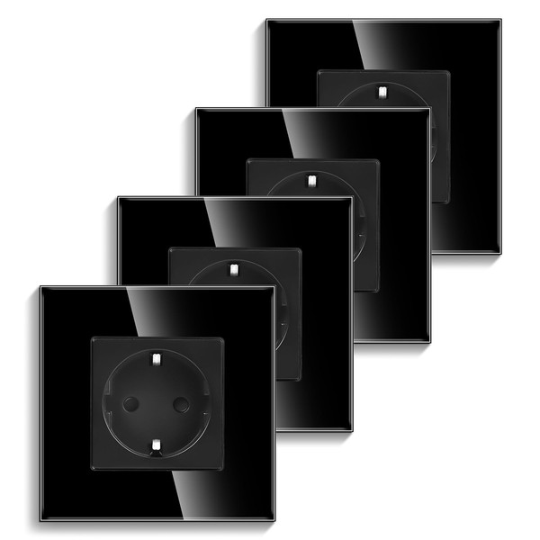 Pack of 4 CNBINGO Glass Single Socket Flush-Mounted in Black