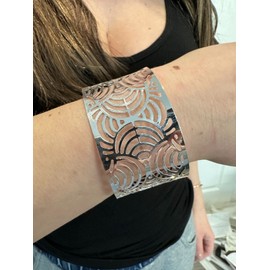 Harlembling Italy Real Solid 925 Sterling Silver 1.5" BIG Designer Cuff Bangle Bracelet 6-8"