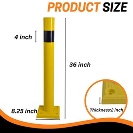VILMON 4 Pack SpringBack Safety Bollard 36 Inch Height 4 Inch Diameter Flexible Impact Resistant Post for Traffic Control, Parking Lot and Warehouse Safety