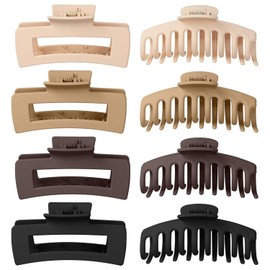 Mecool 8 Pcs Hair Claw Clips for Women Ponytail Holder Headwear Hair styling Accessories for Straight, Curly, Wavy Hair | Non Slip Hair Clips Women | Hair Products | Big Claw Clip Set