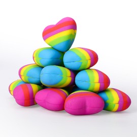 AmoreAngel Crafts 16 Pcs Heart Shaped Erasers，Pencil Erasers，Easy to Hold Rainbow Colorful Eraser，Pink Erasers,Back to School Supplies，Office Use