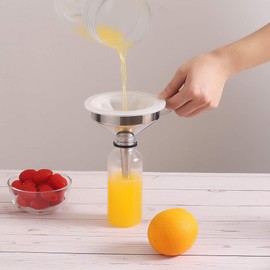 Lakatay 5-Inch Food Grade Stainless Steel Kitchen Funnel with 200 Mesh Food Filter Strainer for Transferring of Liquid Dry Ingredients and Metal Cooking Funnel