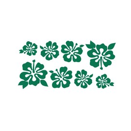 8 Hibiscus Flowers Assorted Sizes - Make Your Own Flower Lei Sticker Decal Hawaii Green