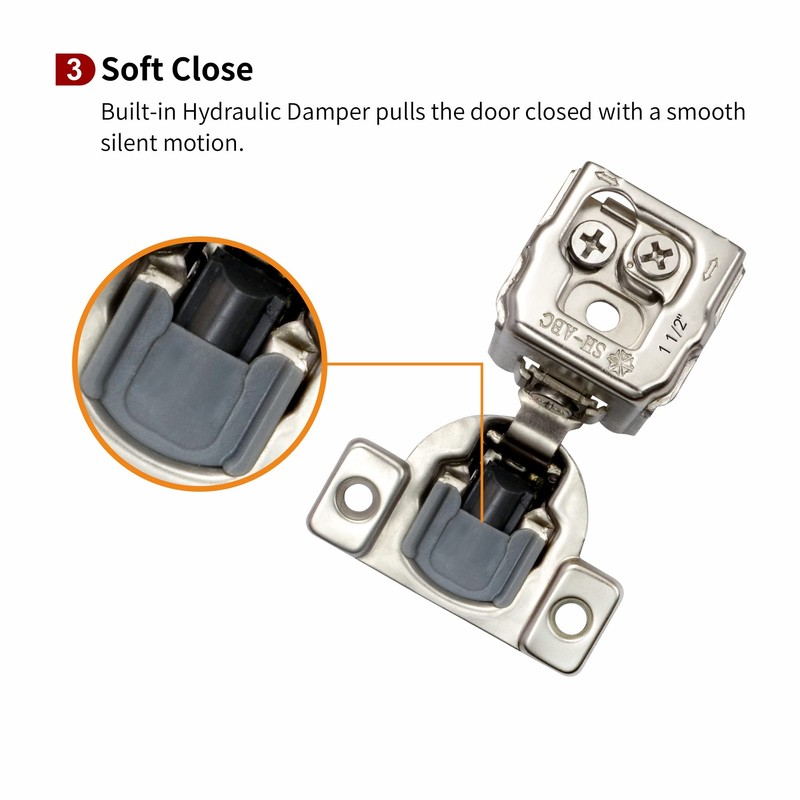 STIANC 50 Pack 1 1/2" Overlay 3D Soft Close Hinges